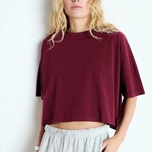 American Vintage WOMEN'S T-SHIRT OUKY Size M/L Burgundy